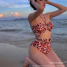 欧美亚马逊海边性感连体泳衣单肩系带bikini镂空条纹一体式比基尼