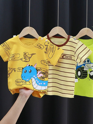 Children's short-sleeved t-shirt pure cotton 2023 new boys and girls summer clothes baby baby cotton summer children's clothing tops