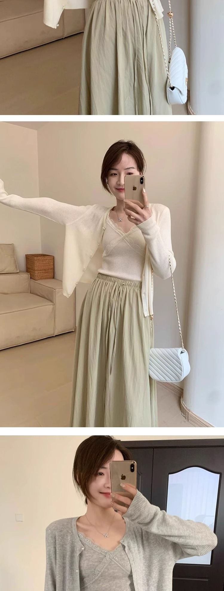 东莞市大朗秋季新款女装蕾丝吊带开衫两件套内搭毛衣针织打底上衣详情8