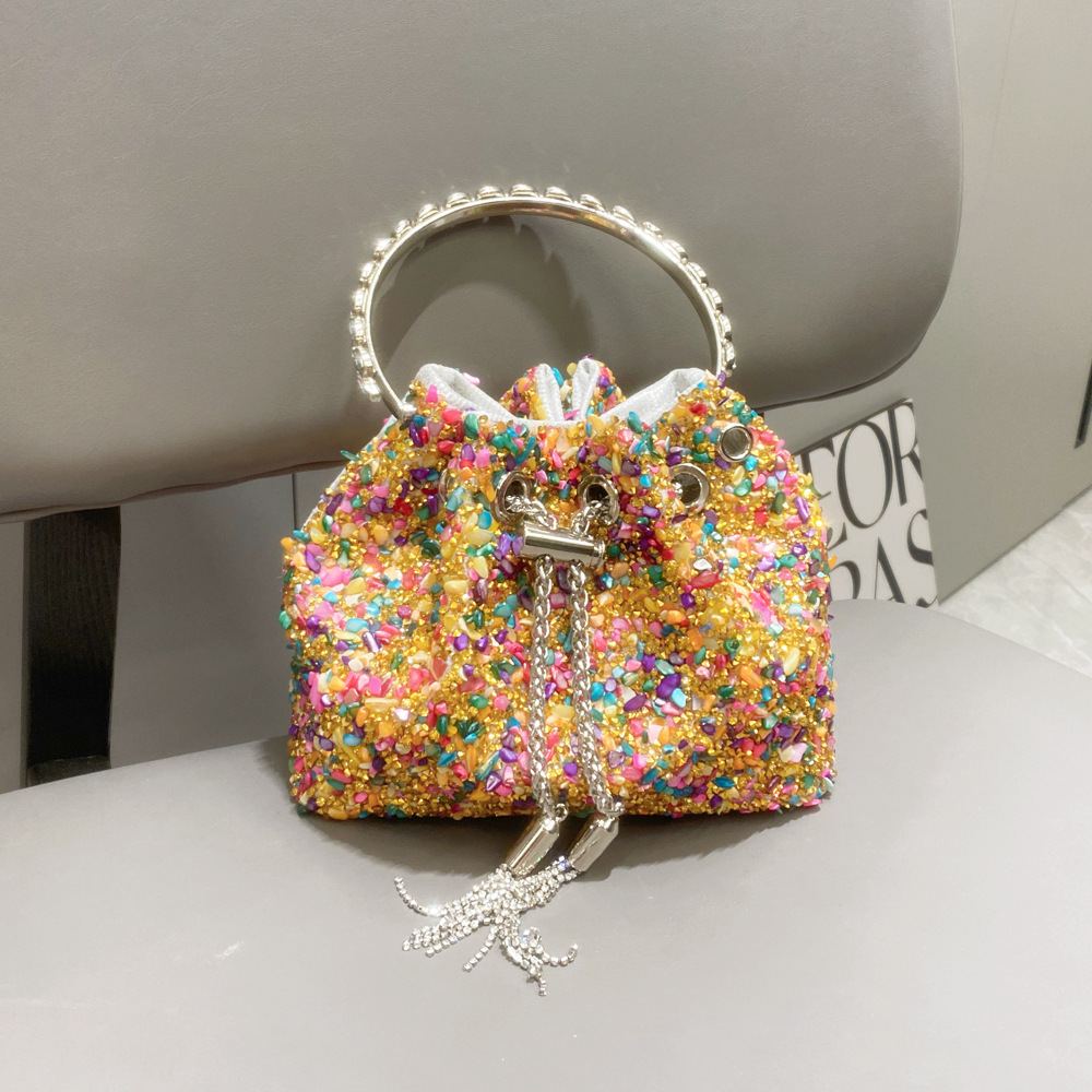 487g Weight String Closure Type Top Handle Strap Type Bucket Bag Bags Type Holiday, Shopping Occasion Polyester Material Solid Color Pattern All Seasons Season Women's Gender Streetwear Style Bucket Shape Medium Size Women's Medium Polyester Solid Color Streetwear Bucket String Bucket Bag 18