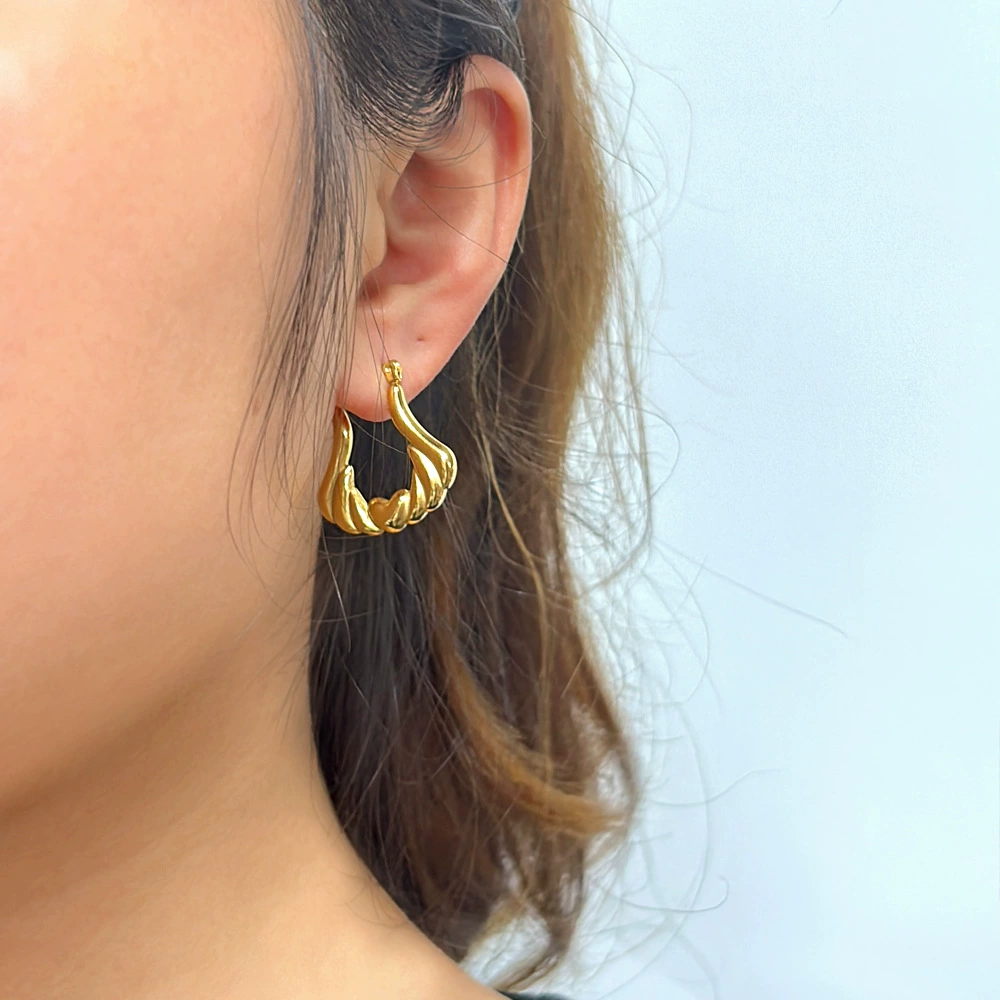 Прилив, модные серьги из нержавеющей стали, стиль Chanel, образец золота 750