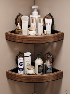Shelf-Free Bathroom Walnut Toilet Triangle Punched Bathroom Storage Basket Suction Cup Storage Rack Bathroom Shower