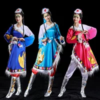 Одежда для тибетских танцев, одежда для выступлений, новый стиль с водяными рукавами и сердечками, одежда для выступлений в этническом стиле меньшинств для мужчин и женщин, 2023, новый стиль