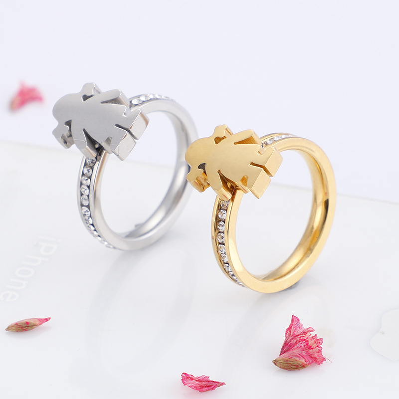 1 Piece Quantity Daily Occasion Fashion Doll Titanium Steel Plating Inlay Zircon Rings 1 Piece