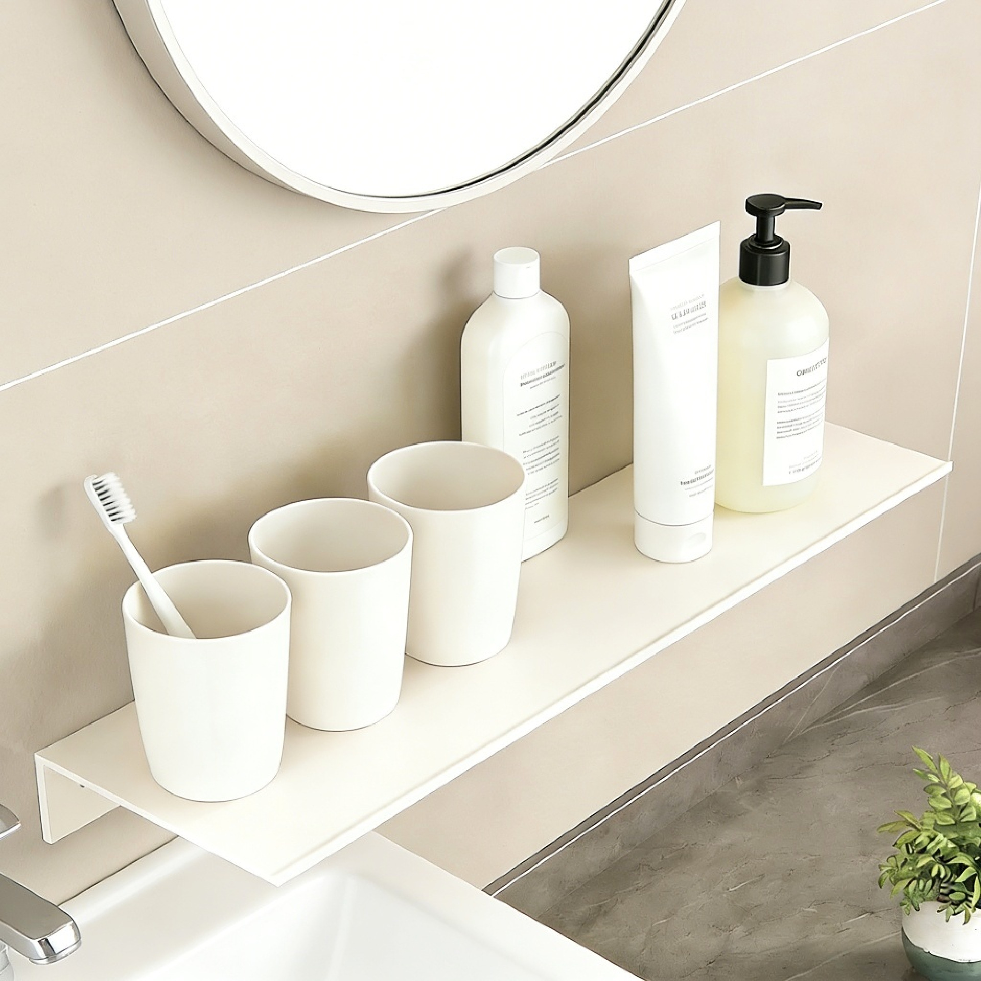 Bathroom Wall-Mounted Storage Shelf, No-Drill Wall-Mounted Shelf, Space Aluminum Washroom Straight Shelf, Washbasin Storage Rack