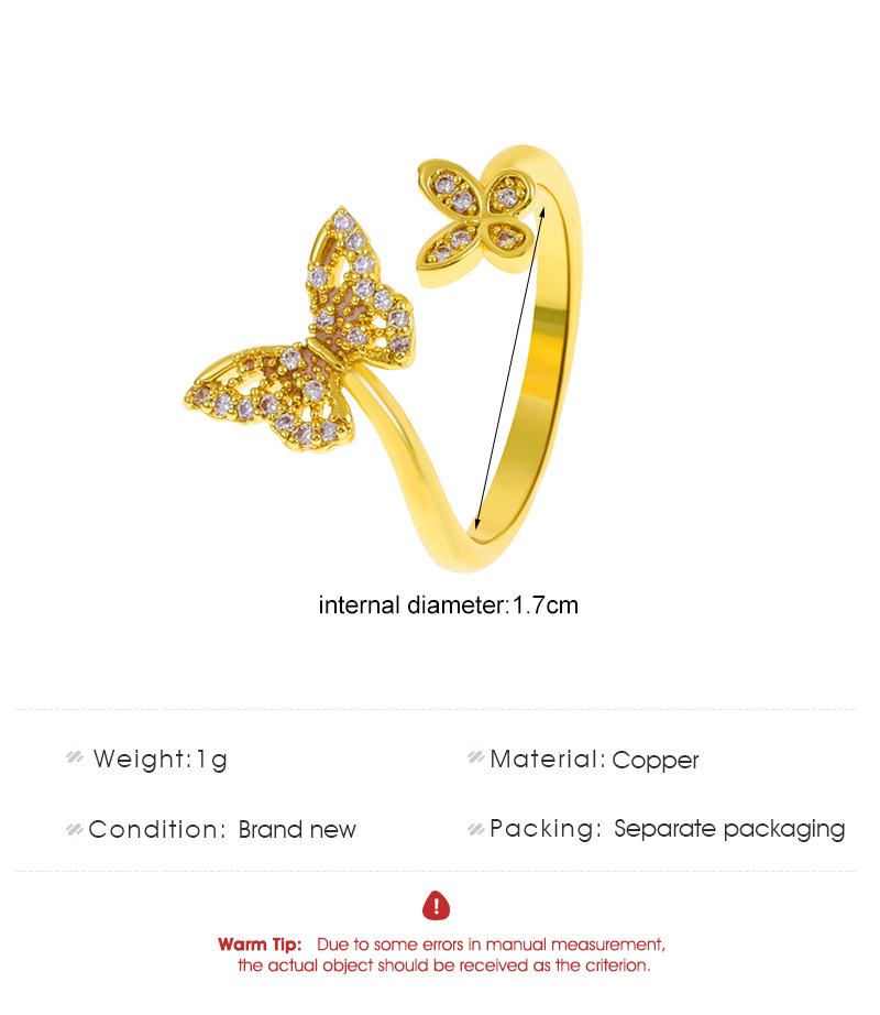 Fashion Simple Butterfly Full Diamond Geometric Metal Index Finger Ring