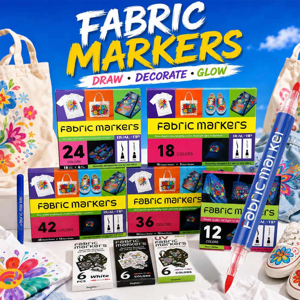 Cross-border double-ended fabric pen DIY canvas painting pen washable UV clothing waterproof graffiti pen set