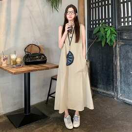 慵懒风休闲2026新款宽松气质无袖显瘦背心长裙夏季裙子连衣裙