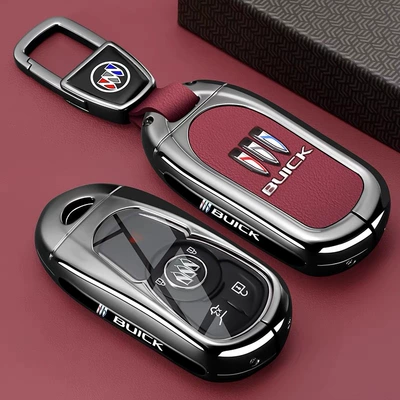 for 2025 Buick Gl8 Key Cover: Static Rod/Key Bag - type-a-key-red-leather-car-logo-buckle