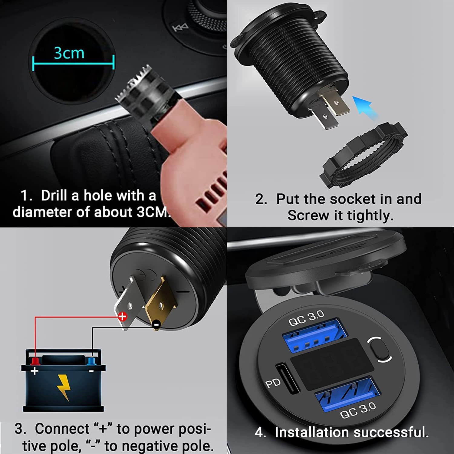 Car Charger with Fast Charging, Dual Usb, Button Control, Mobile Phone Charger, Dual USB Charging Dock