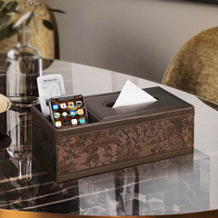 家用復古皮革紙巾盒臥室茶几酒店汽車辦公桌面高端簡約抽紙盒批發