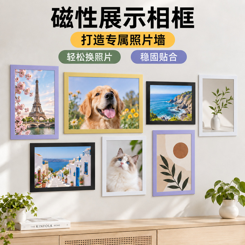 Cross-border exclusive magnetic display frames, no-nail wall-mounted soft magnetic stickers, available in multiple sizes and suitable for various settings, for Amazon Cross-border exclusive magnetic display frames, no-nail wall-mounted soft magnetic stickers, available in multiple sizes and suitable for various settings, for Amazon