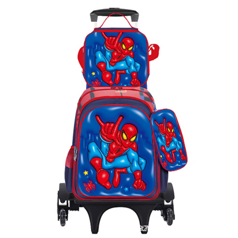 Nuevo bolso escolar impermeable de cuero brillante expandido para niños transfronterizos, carrito, bolso escolar de tres piezas para estudiantes, mochila de dibujos animados