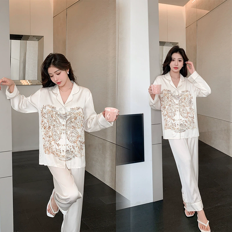 [Butterfly Self-Coming] Легкие роскошные пижамы для женщин, весенний новый костюм из искусственного шелка, женская шелковая домашняя одежда