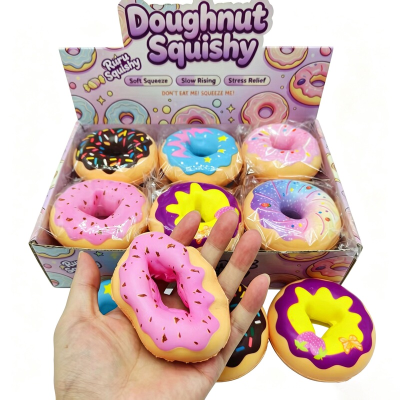 Cross-border popular internet sensation simulation donut squishy toy, PU slow-rebound stress-relief soft toy for adults