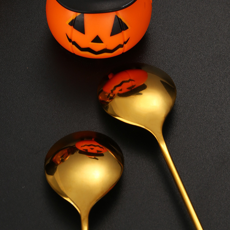 ステンレス鋼ハロウィーン食器セットフォークスプーンクリエイティブ漫画デザートスプーンコーヒー攪拌スプーンフルーツフォークデザートフォーク|undefined