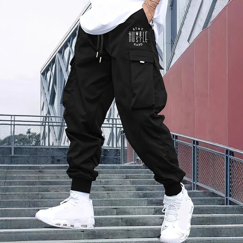 American streetwear printed cropped work pants for men, 2025 summer, thin and loose casual pants