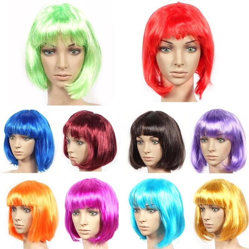 Student Hair Colorful Wig Kidsren's Funny Headgear Bobo Head Bangs Short Hair Female Wig [Xinjiang Xizang Special Chain]