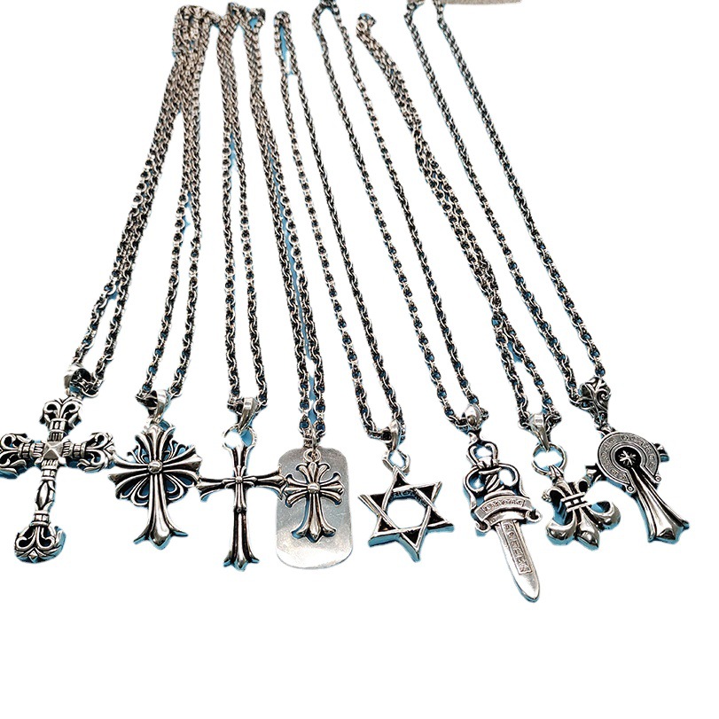 Chkeluo estrella de seis puntas llama Cruz vintage colgante collar Moda pareja en línea celebridad chic cadena