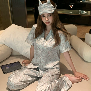 源头厂货2026印花短袖三件套新款冰丝睡衣女抖音时尚卡通网红时装