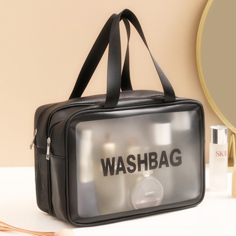 Bolsa de cosméticos transparente transfronteriza bolsa de almacenamiento impermeable de alta capacidad bolsa de lavado de maquillaje portátil PU