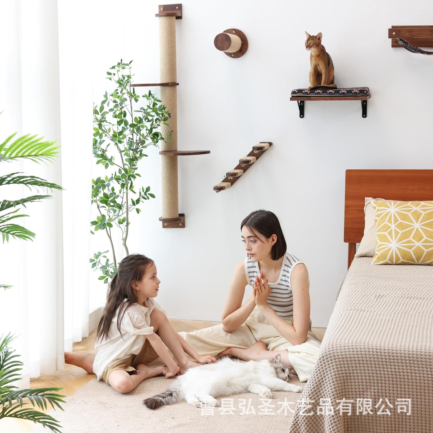 Marco de escalada de madera para gatos, pared colgante, escalera para gatos, cuerda de sisal, columna de agarre para gatos, escalera de escalada, columna de agarre para gatos, juguete para gatos