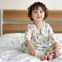 儿童睡衣夏季薄款竹棉纱布宝宝长袖长裤空调服男女童家居服套装