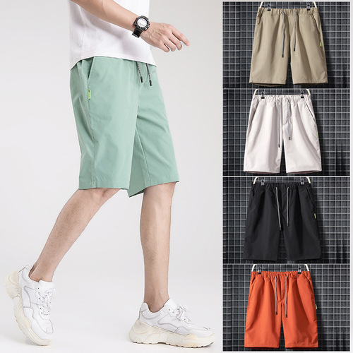 Foreign trade cross-border youth trendy shorts men's solid color five-point casual pants 2024 summer sports beach pants