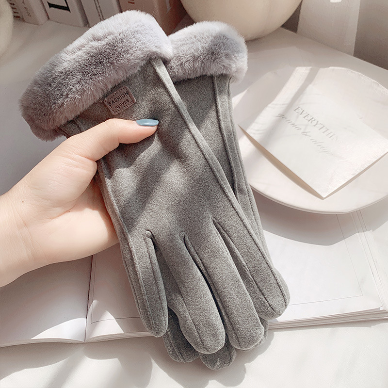 Guantes para mujeres otoño y invierno más terciopelo grueso calentamiento de montar a prueba de frío conducir pantalla táctil guantes de algodón de invierno a prueba de viento