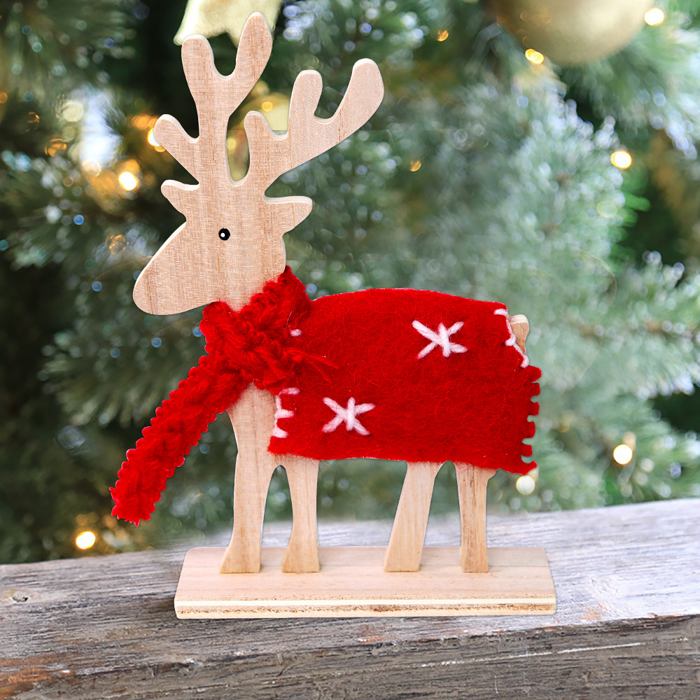 Nuevos adornos navideños de renos de madera transfronterizos 2026, decoraciones de Navidad, accesorios para escaparates, decoraciones para el hogar