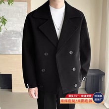 短款呢子风衣男韩版潮流2025秋冬季男生毛呢西装领外套矮个子上衣