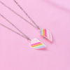 Children's rainbow magnetic metal fuchsia necklace heart shaped, wholesale