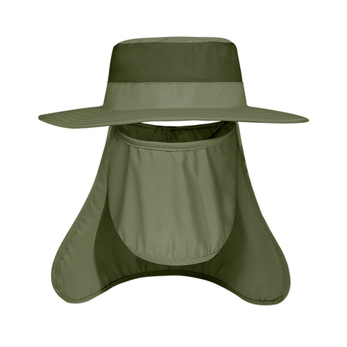 Summer outdoor sun protection fishing hat men's face-covering sun hat breathable quick-drying neck protection large brim fisherman hat