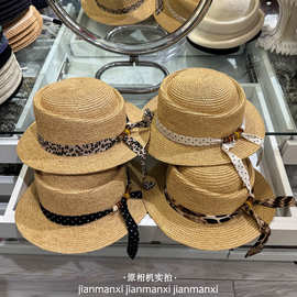 草帽女夏海边沙滩帽度假韩版百搭日系复古珍珠蝴蝶结防晒遮阳帽潮