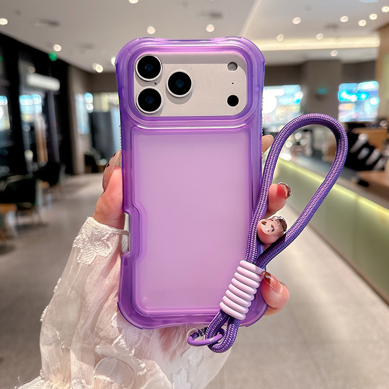 跨境爆款IP 17 Pro max美腰肤感三合一气垫360带手绳防摔手机壳