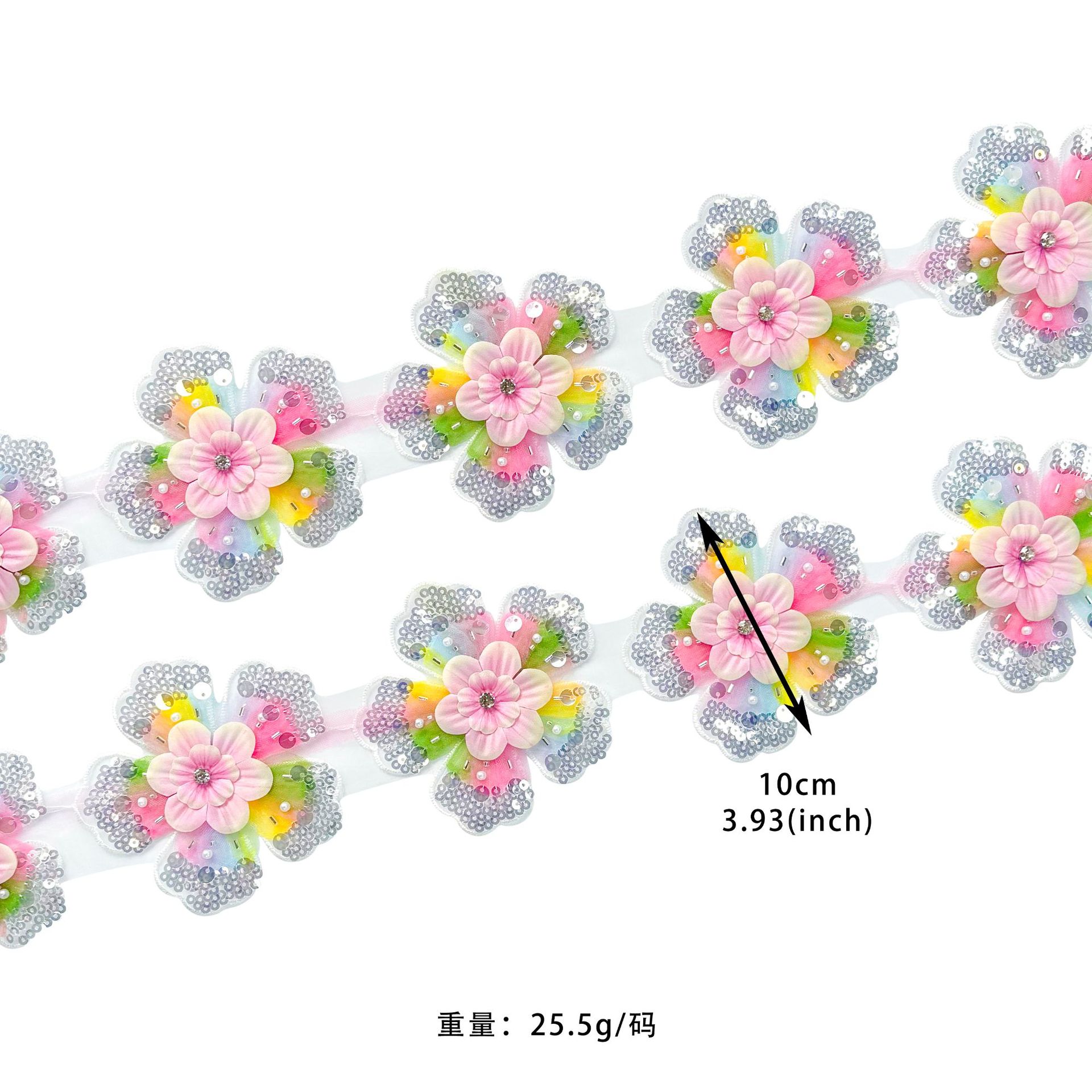 Accesorios de flores de encaje de color mixto pétalos de hilo hechos a mano vestido de borde de encaje tridimensional zapatos de ropa infantil flores de cabello arnés decoración