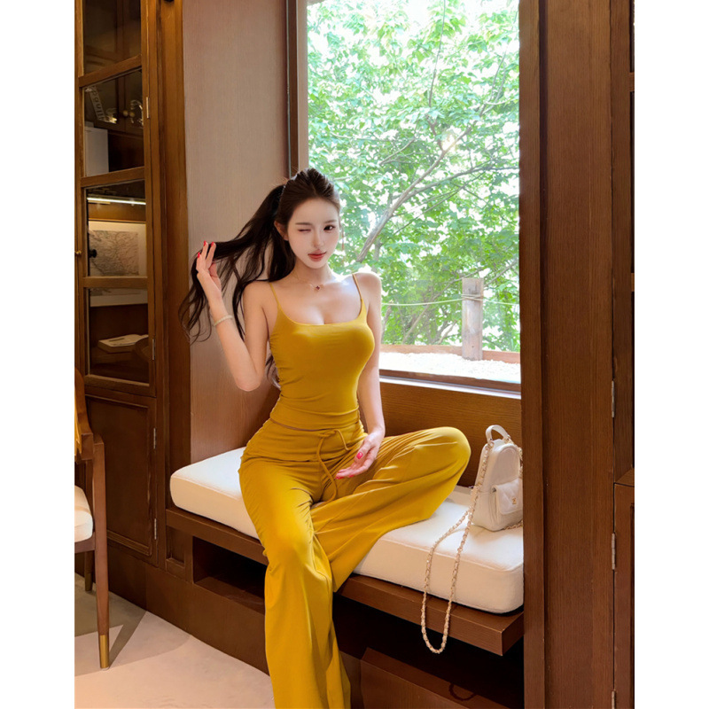 Xin Keda Private Comfort Line Tencel Knit Camisole with Built-In Bra Pads Women's Slim Fit Straight Casual Pants Set Xin Keda Private Comfort Line Tencel Knit Camisole with Built-In Bra Pads Women's Slim Fit Straight Casual Pants Set