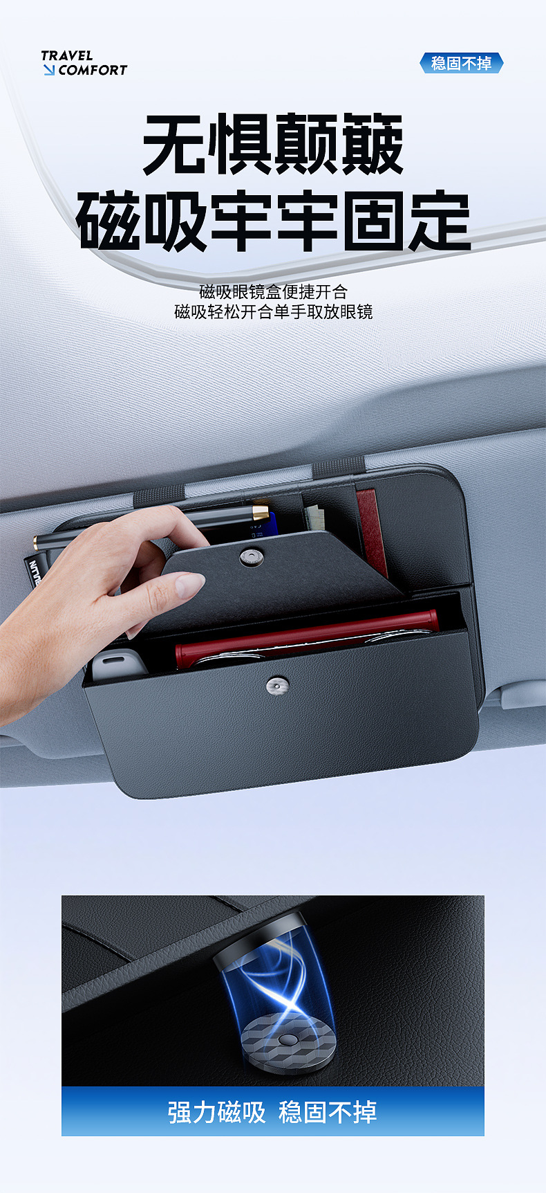 Car Sun Visor Storage Multifunctional Organizer Car Glasses Holder Card Driver's License Clip Main and Passenger Storage