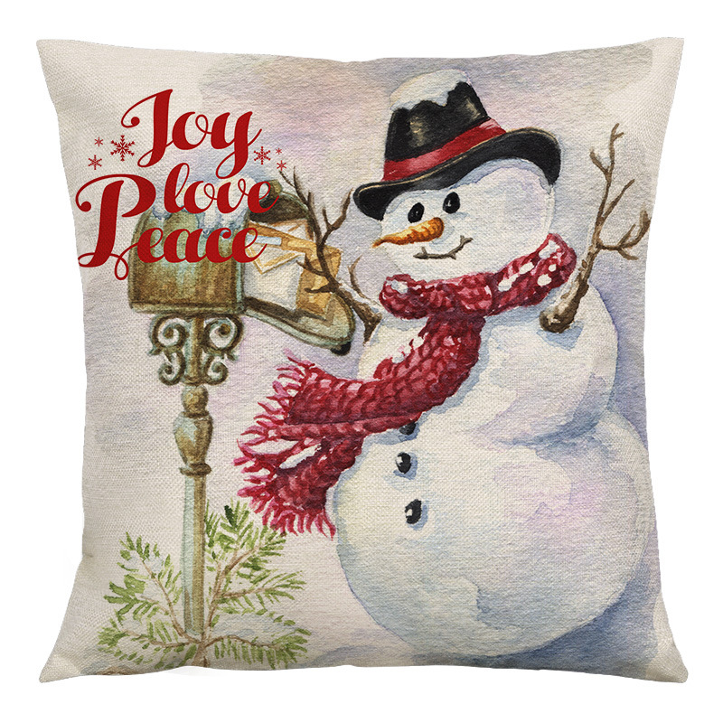 Cute Christmas Tree Snowman Linen Pillow Cases display picture 3