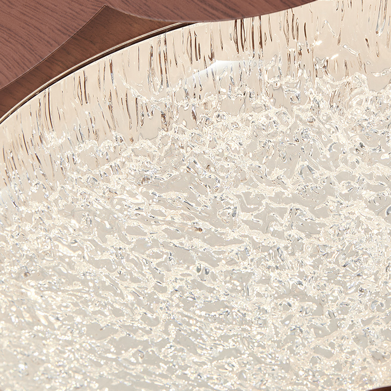 Lámpara de dormitorio, luz de techo de dormitorio principal de estilo antiguo, luz de techo de habitación de protección ocular de grano de madera de nogal redonda minimalista