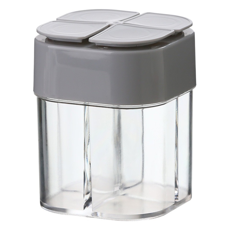 Cocina hogar condimento botella plástico Cuatro en Uno Flip condimento tarro sal tarro combinación traje condimento tarro sellado a prueba de humedad
