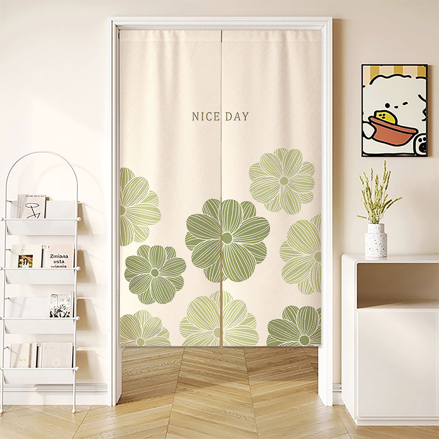 Cute Door Curtain Partition Curtain Household Punch-Free Curtain Bedroom Room Kitchen Curtain Bathroom Partition Half Curtain