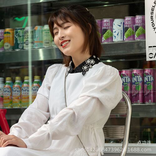 Korean Cute Shirt Collar Rhinestone Decorated Fake Collar Best Selling Women’s Spring and Summer Lace Versatile Fake Collar