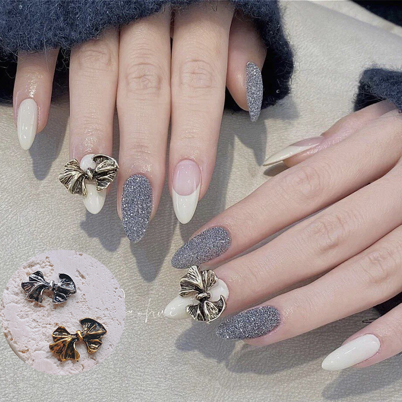 Japanese retro nail decoration for manicure with bow