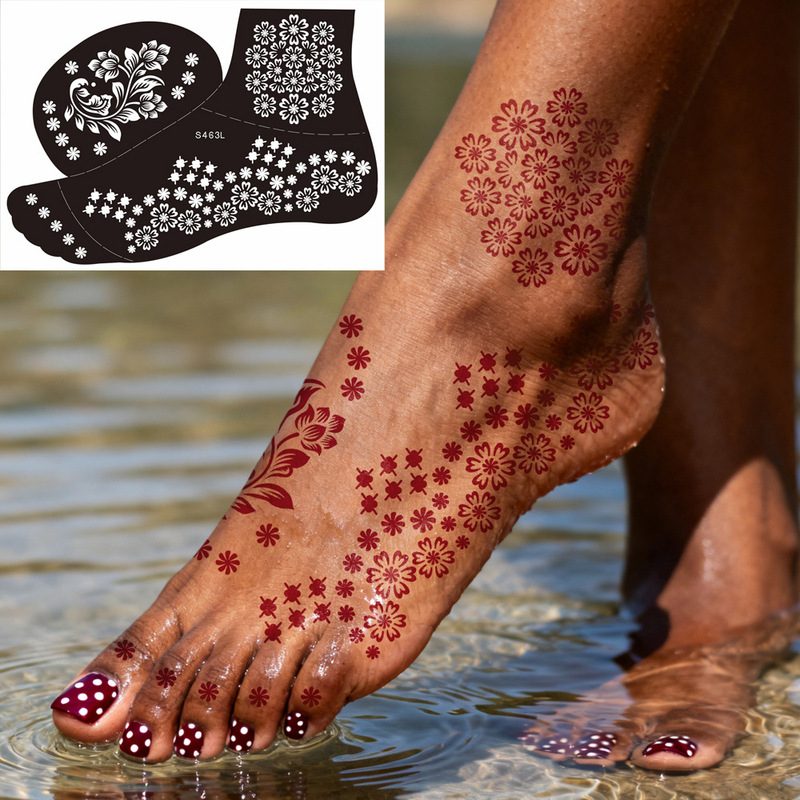 Wholesale Foot Henna Tattoo Templates Ethnic Style Pattern Hollow Stickers DIY Temporary Body Tattoo Templates for Feet