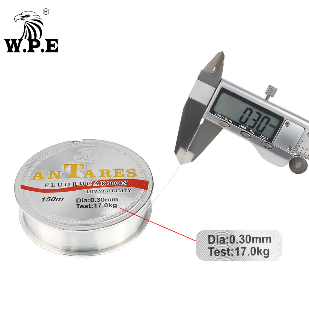 W.P.E línea de pesca recubrimiento de fluorocarbono línea principal 150 m recubrimiento de fluorocarbono pesca invisible línea de pesca herramientas de pesca de fibra de carbono