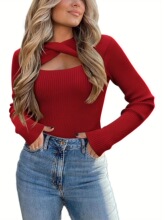 C 49441 Asymmetrical Knit Sweater �ο�Ť��ë�� ŷ���羳