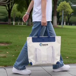 皮革手提 托特包覆膜立体帆布袋高校 商务高级印花学生培训帆布袋