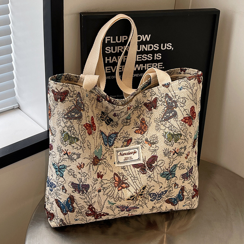 High school students class canvas bag 2024 new commuter tote bag women's ins fashion out shoulder mummy bag