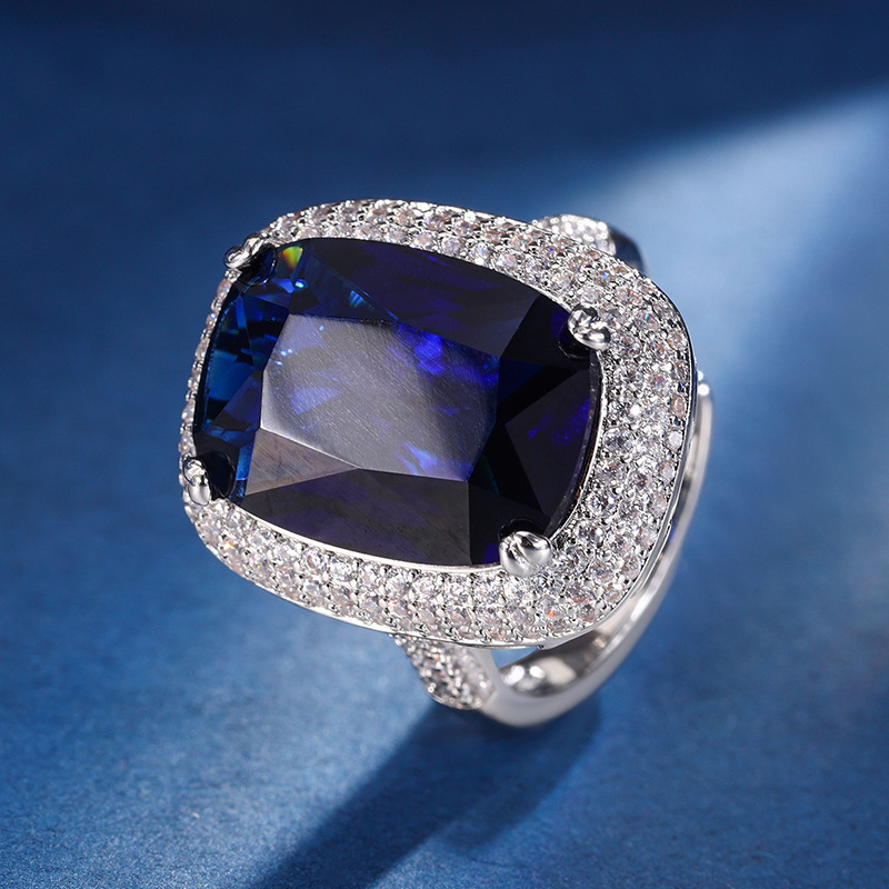 2024 nueva joyería Zhuang Shengsheng, fondo de cobre chapado en oro, tesoro de color de simulación, traje simple, rectangular gordo femenino 12*16